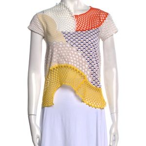 NEW! Stella Mccartney Mesh Mix Cotton-jersey T-shirt In Cobalt